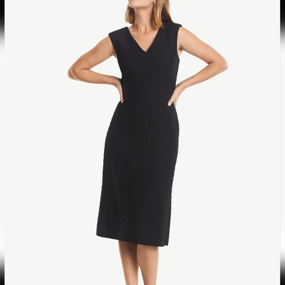 MM Lafleur Black Textured Evelyn Sheath Dress Size 14 - Picture 1 of 5